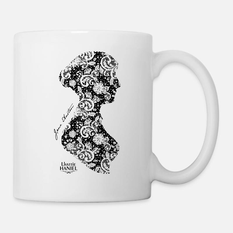 Silhouette Jane Austen schwarze Spitze - Tasse - Weiß