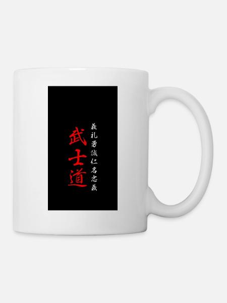 Bushido-Code Samurai Kanji Schwarz - Tasse - Weiß