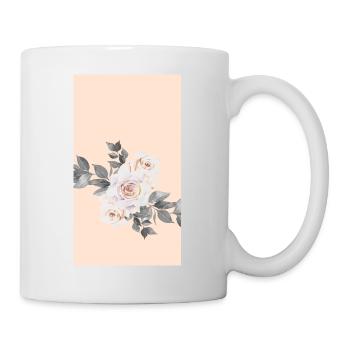 Pastellfarbe Hautton Rosen Grau Blätter Blumen - Tasse - Weiß - Rechts