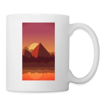 Pyramide Sonnenuntergang Ägypten Retro-Erdtöne - Tasse - Weiß - Rechts