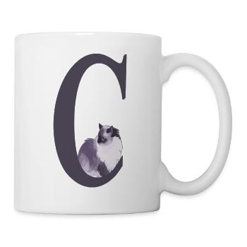 Letter C with cat drawing - Mug - white - Right