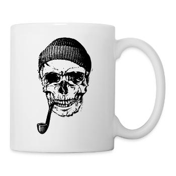 Crâne avec un tuyau et un capuchon - Mug blanc - blanc - Droite