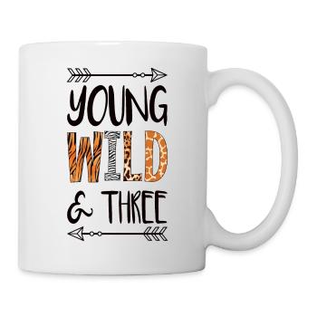 Young Wild And Three Birthday Shirt - Mug - white - Right