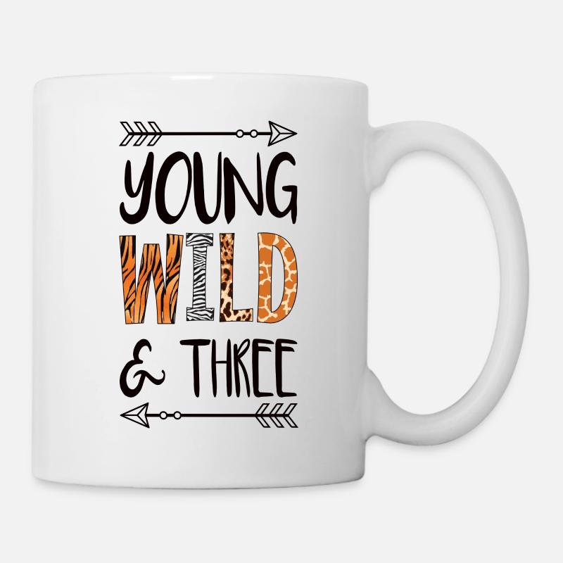 Young Wild And Three Birthday Shirt - Mug - white