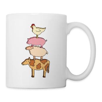 Ferme motif avec poulet mouton porc et vache - Mug blanc - blanc - Droite