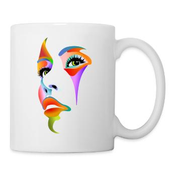 Gesicht bunt Lady Dame Mädchen Frau Maske Kosmetik - Tasse - Weiß - Rechts