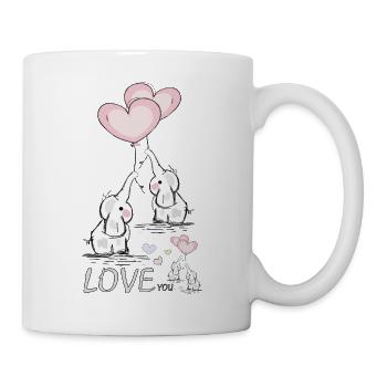 Elefanten mit Herz - Tasse - Weiß - Rechts