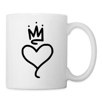 Coeur émoji croquis couronne autocollant - Mug blanc - blanc - Droite