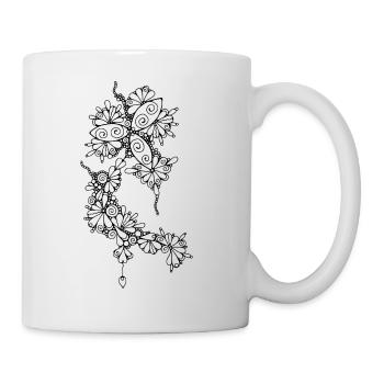 Sketching Art - Fantasy Flowers 1 - Tasse - Weiß - Rechts
