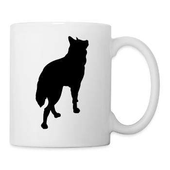 Hund Husky Schäferhund stehend Silhouette Grafik - Tasse - Weiß - Rechts