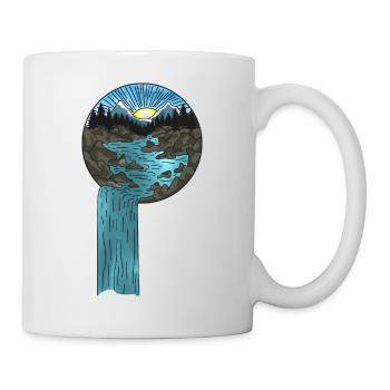 Berge Natur Sonnenuntergang Wasserfall - Tasse - Weiß - Rechts