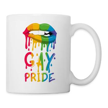 Gay Pride Regenbogen Lippen - Tasse - Weiß - Rechts