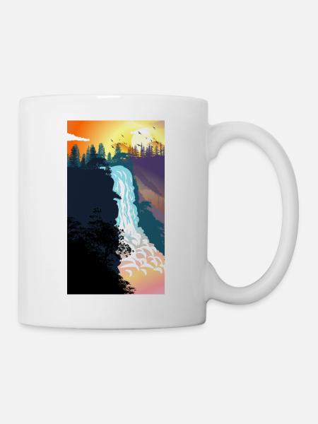 Wasserfall Sonnenuntergang - Tasse - Weiß