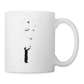 Garçon avec lampe de poche voit l’univers. Refroidir. - Mug blanc - blanc - Droite