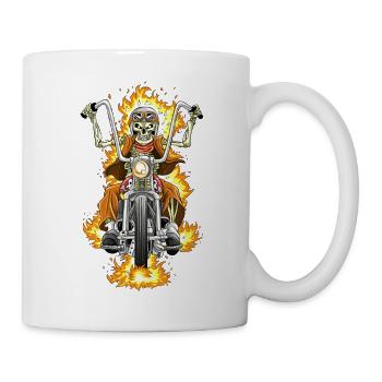 Motorrad Skelett / Motorradfahrer Flammen - Tasse - Weiß - Rechts