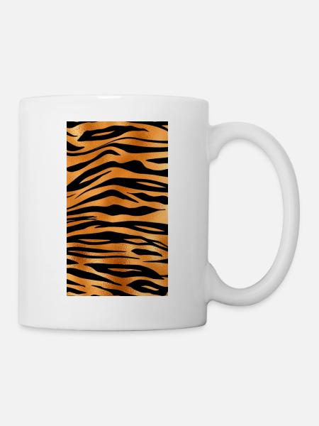Tiger Muster Animal Print Tier gestreift Streifen - Tasse - Weiß