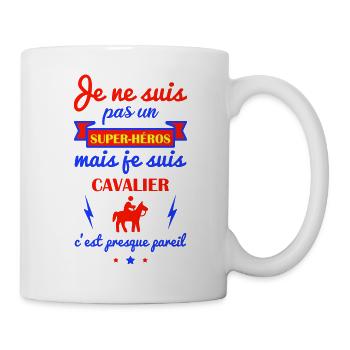Pas super héros cavalier, fête des pères, cheval - Mug blanc - blanc - Droite