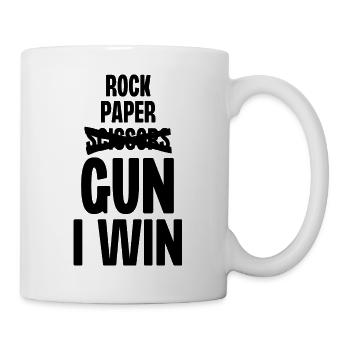 Pistolet à ciseaux en papier de roche je gagne - Mug blanc - blanc - Droite