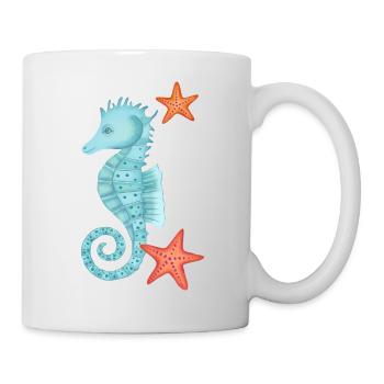 Seepferdchen mit Seesternen - Tasse - Weiß - Rechts