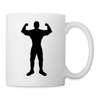Poses Silhouette Muscular Bodybuilder - Mug - white - Right