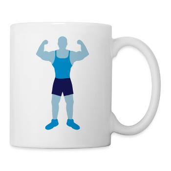 Muscular Bodybuilder Poses Silhouette - Mug - white - Right
