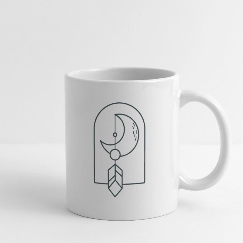 BOHO-Mond und Fallfeder auf einem Bogen Tasse