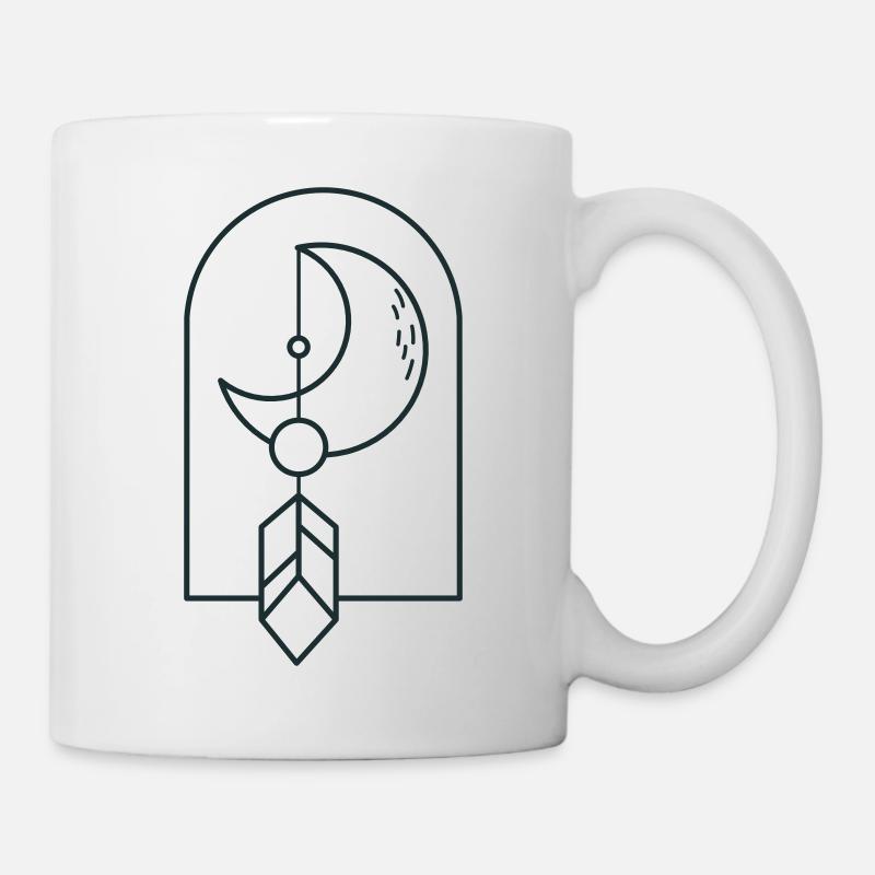 BOHO-Mond und Fallfeder auf einem Bogen - Tasse - Weiß