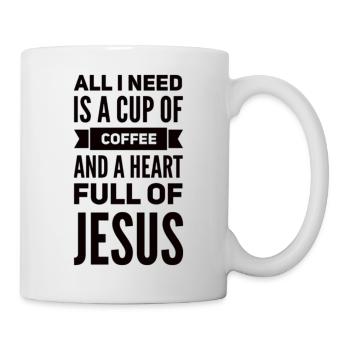 Tasse de café et cœur plein de Jésus - Mug blanc - blanc - Droite