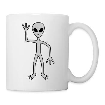 Science Fiction Alien winkt - Tasse - Weiß - Rechts