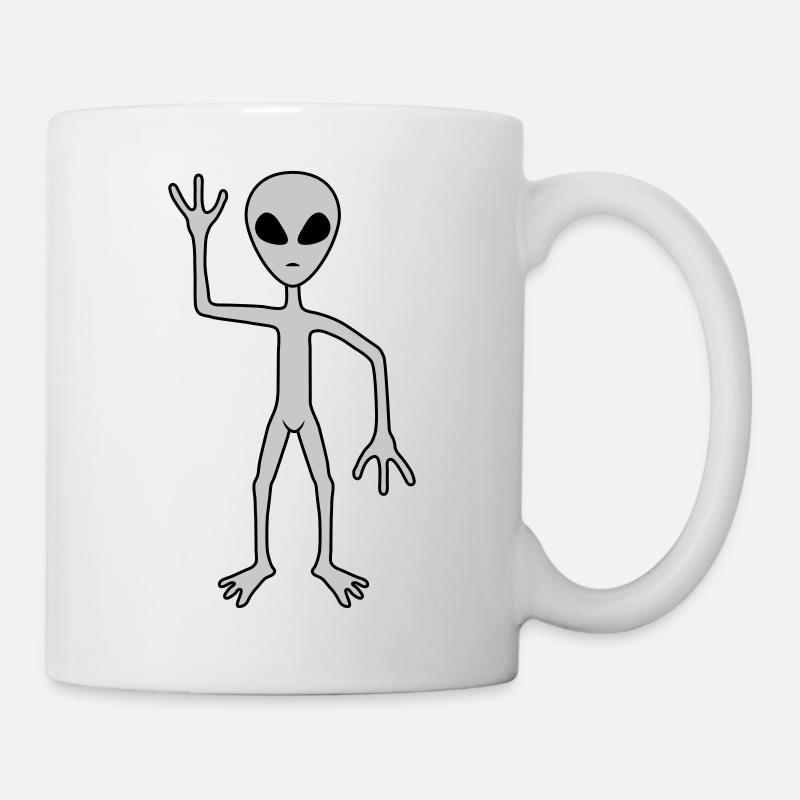 Science Fiction Alien winkt - Tasse - Weiß