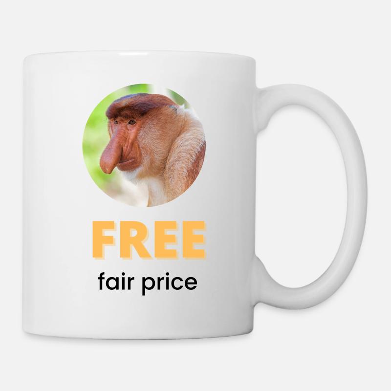 Kostenloser fairer Preis | Schwarzer Text - Tasse - Weiß