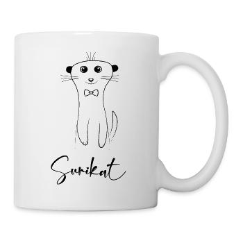 Süßes Erdmännchen (Surikat) mit Fliege - Tasse - Weiß - Rechts