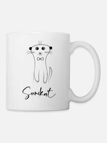 Süßes Erdmännchen (Surikat) mit Fliege - Tasse - Weiß