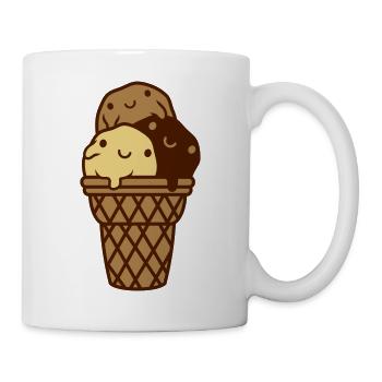 Süße 3 Eiskugeln Waffel - Tasse - Weiß - Rechts