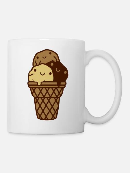 Gaufre sucrée 3 boules de crème glacée - Mug blanc - blanc