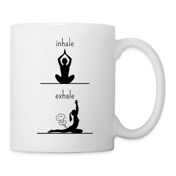 inhale exhale yoga humour - Mug blanc - blanc - Droite