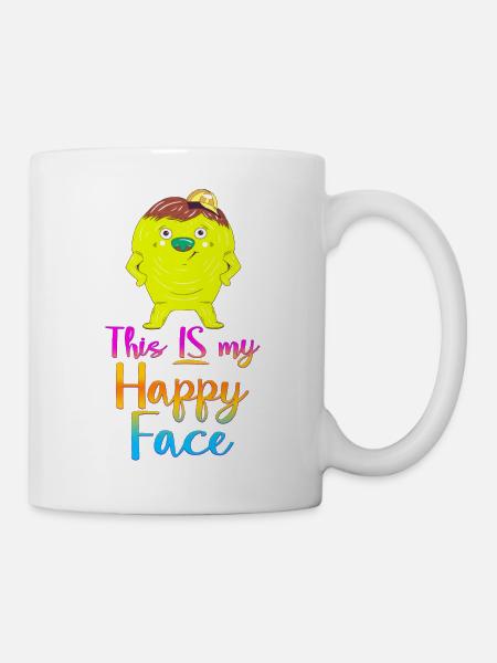Angry Gesicht Gesicht Cartoon glückliches Gesicht Cartoon - Tasse - Weiß