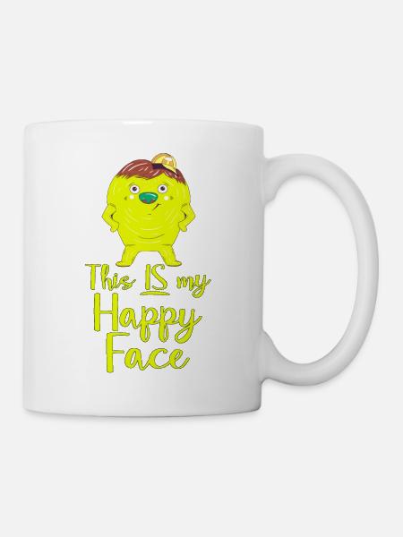 Angry Gesicht Gesicht Cartoon glückliches Gesicht Cartoon - Tasse - Weiß