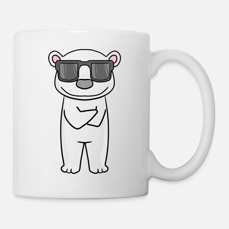 ours polaire cool avec des lunettes de soleil - Mug blanc - blanc