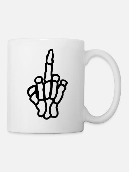 Frech Mittelfinger Knochen Hand - Tasse - Weiß