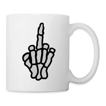 Middle finger bone hand show - Mug - white - Right