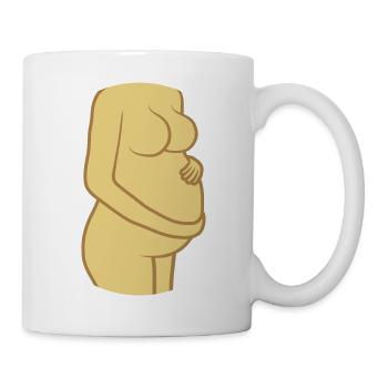 Pregnant woman holds belly - Mug - white - Right