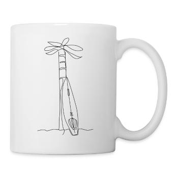 Surf - Planche de surf et chemise dessinée au palmier - Mug blanc - blanc - Droite