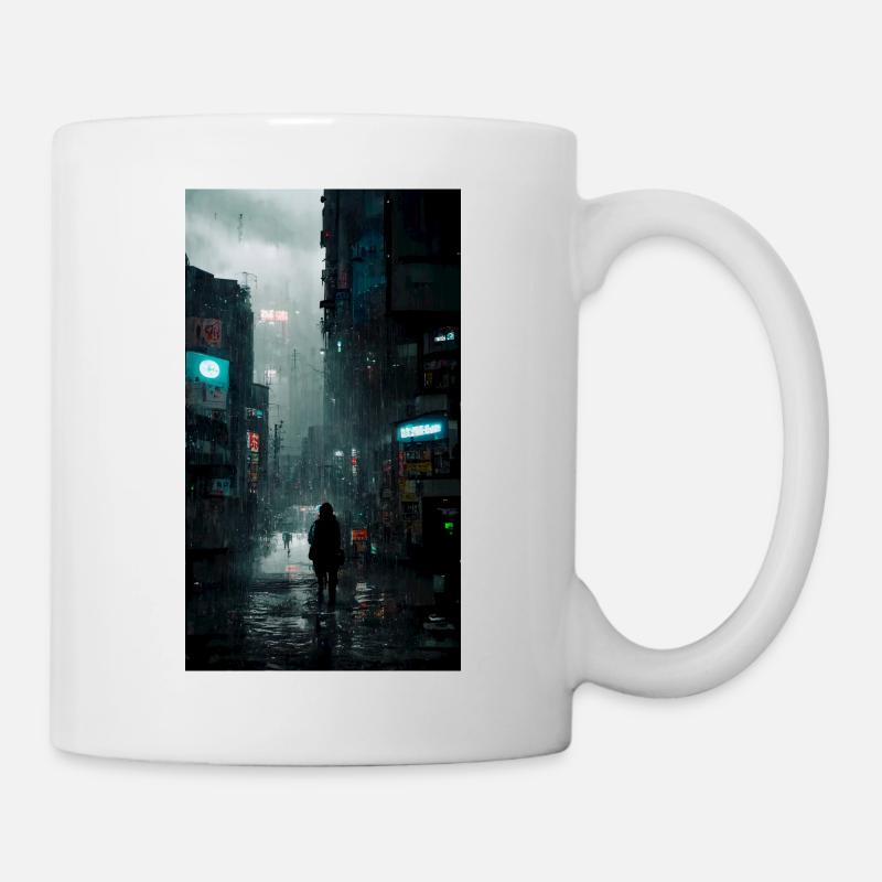 Tokyo sous la pluie - Mug blanc - blanc