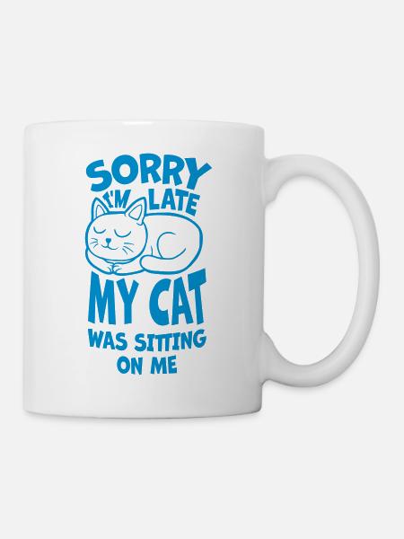 sorry cat was sitting - Mug - white
