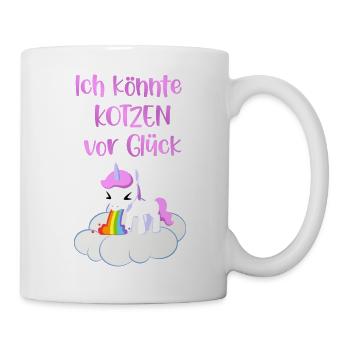 Ich könnte kotzen vor Glück | Einhorn | Wolke - Tasse - Weiß - Rechts
