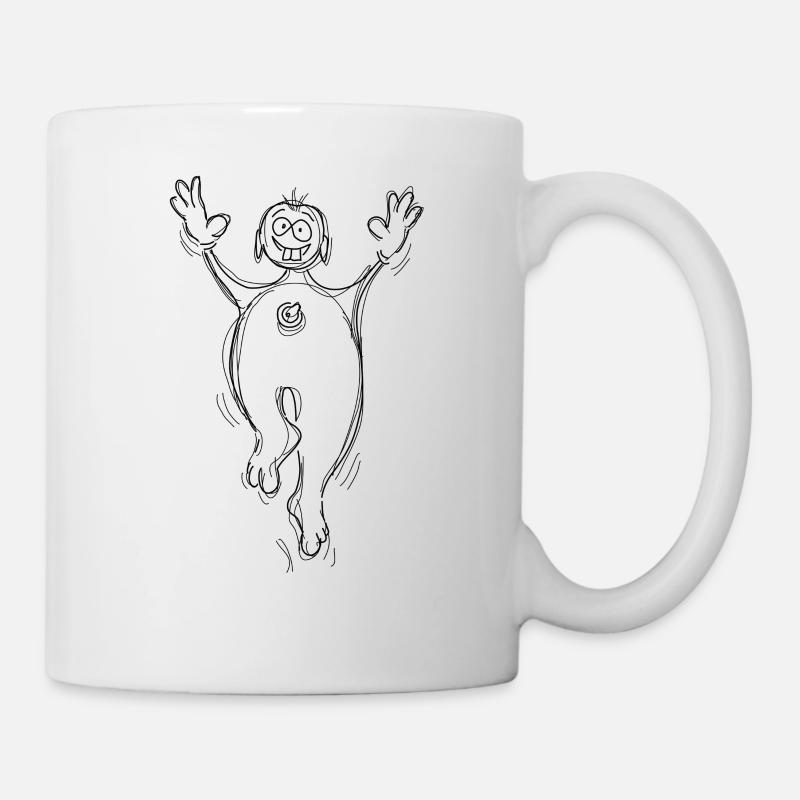 Kurby dances on light products, laughs, jumps - Mug - white