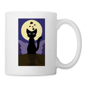 Mondschein-Halloween-Katze - Tasse - Weiß - Rechts