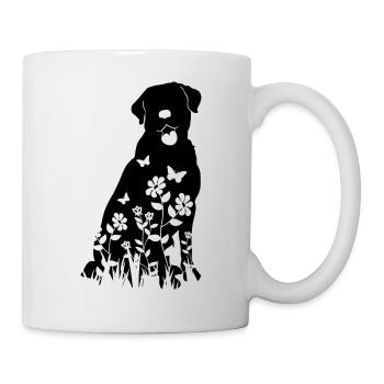 Labrador Blumenmuster Silhouette Hund Lover Geschenk - Tasse - Weiß - Rechts