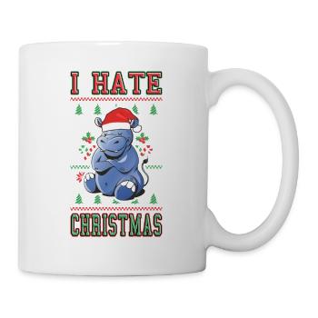 Ich Hasse Weihnachten Spruch Lustig Ugly Nilpferd - Tasse - Weiß - Rechts